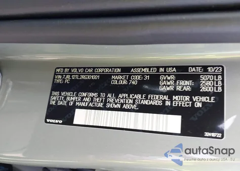 2024 Volvo S60 B5 Plus Dark Theme from USA, damaged, VIN 7JRL12TL2RG301001